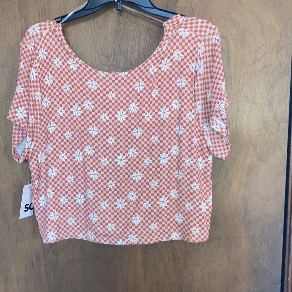 SO reversible twist tee crop top check daisy print floral boho XXL jrs - Picture 17 of 17
